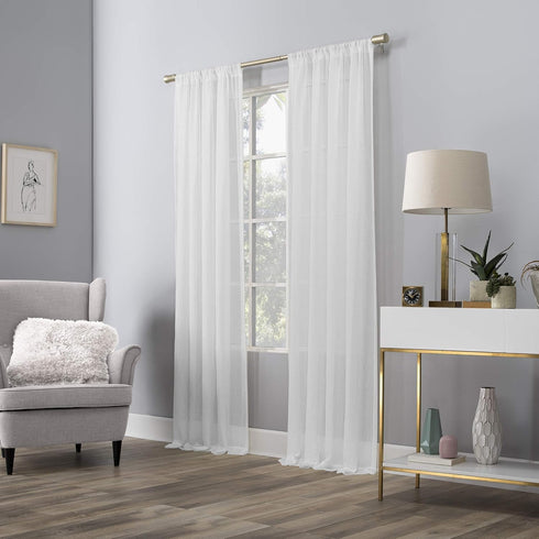 No. 918 Genevieve 2-pack Linen Weave Sheer Grommet Curtain Panel Pair, 50" x 84", White