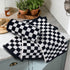 4 Pack 13 13 Inches Jacquotha Wash Cloths Checkered (Black and White) - Cotton Washcloths for Face Body, x Daily