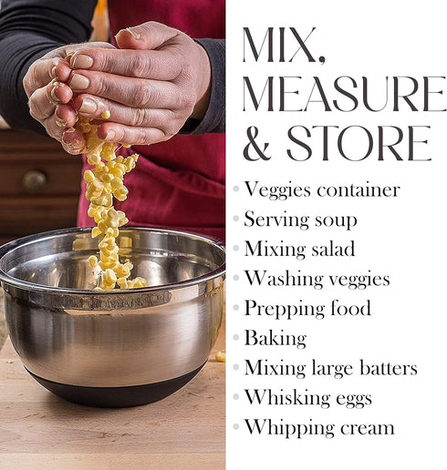 Bellemain Stainless Steel Non-Slip Mixing Bowls with Lids, 4-Piece Set