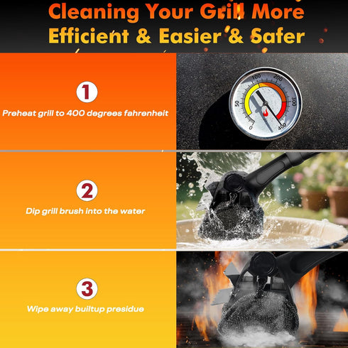 Sommilk BBQ Grill Brush Bristle Free - Grill Cleaner Brush with Replaceable Heads for Cast Iron/Stainless Steel