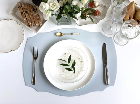 Premium Silicone Placemats, Set of 2, Misty Blue