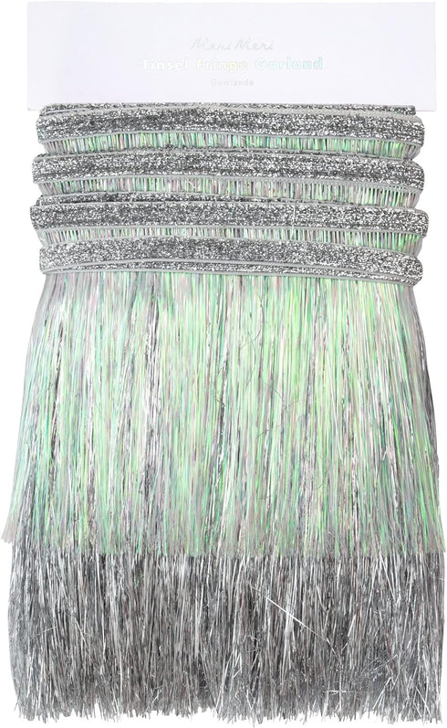 Meri Meri Silver Iridescent Tinsel Fringe Garland (Pack of 1)