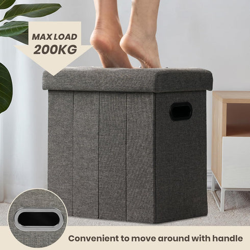 16.5x16.5x10.6in COSYLAND Ottoman with Storage Collapsible Fabric - Footrest Foot Stool for Room, Slim Tall Folding