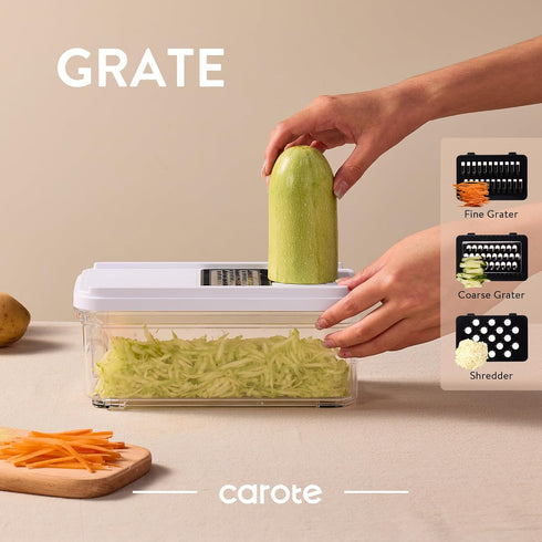 CAROTE Mandoline Slicer Vegetable Chopper with Container, Food Chopper Vegetable Cutter, Cheese Graters, Dicer