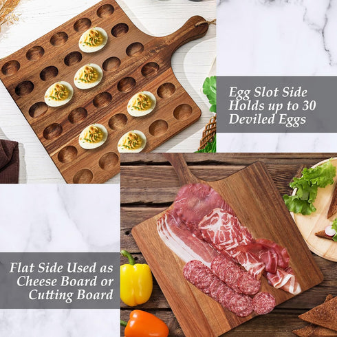 Kitchen(13 17 Inch, 30 Gerrii Reversible Wooden Deviled Egg Platter Deviled Egg Tray Charcuterie Board Cutting Board