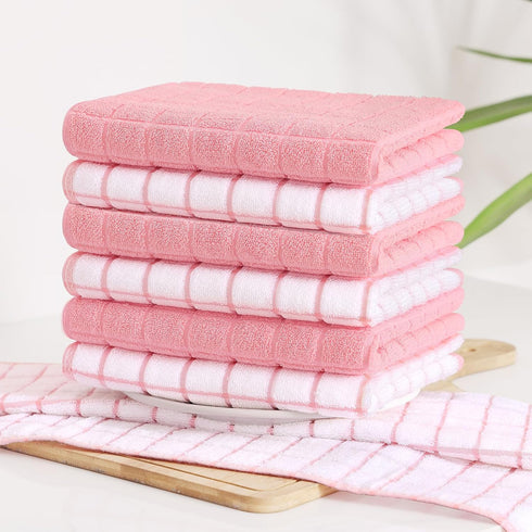 16"x 28", 390 6 Pack Homaxy Premium Cotton Kitchen Towels Large Natural Ring Spun GSM Dish Towels, Super Absorbent