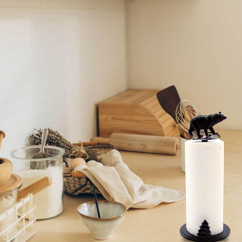 BestGiftEver Bear Metal Paper Towel Holder - Rustic Style Kitchen Accessory - Perfect for Cabin and Lodge Decor