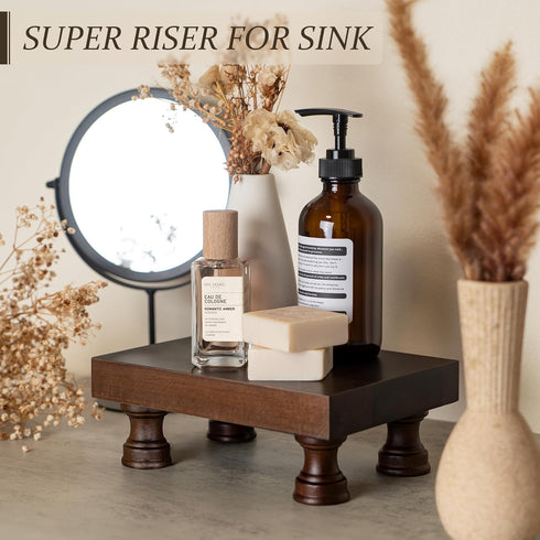 Counter EOSAHR Decorative Display Risers for Farmhouse Decor - Acacia Wood Risers Display Stands for Bathroom Organizer