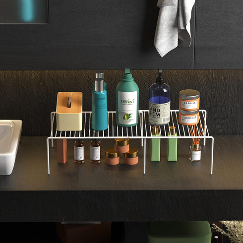 Counter Redrubbit Cabinet Storage Shelf Rack, Expandable Metal Rustproof Kitchen and Cabinet Shelf, Storage Rack