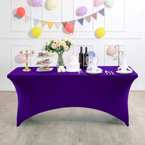 Spandex Table Cover for 4FT Table, Universal Fitted Stretch Tablecloth for Party, Banquet, Wedding (Purple)