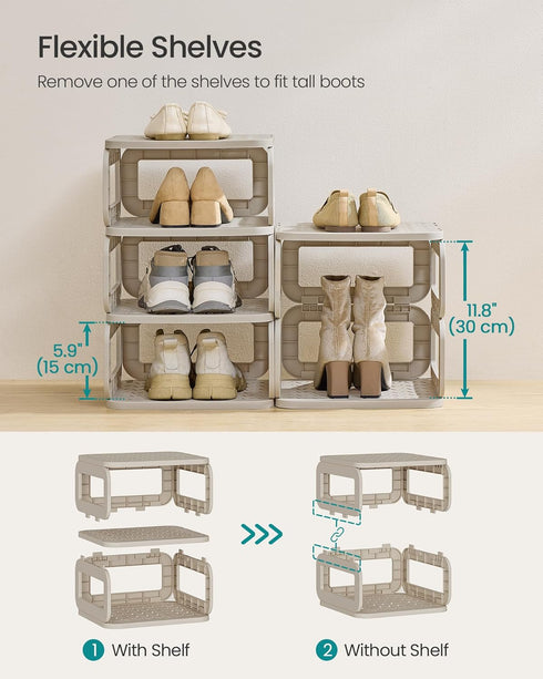 6 ULPC037K01 SONGMICS Shoe Rack, Shoe Organizer, Shelves, Shoe Storage, Narrow Shoe Shelf, Open Shelf for Entryway