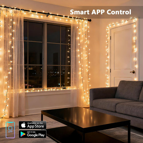 65.61ft 200 Brizled Smart String Lights, LED Christmas Lights with APP & Voice Control, WiFi Christmas Fairy Light Warm