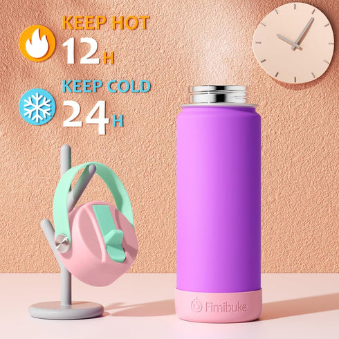 Fimibuke Kids Insulated Water Bottle - 18oz BPA-FREE Cup with Straw, Double Wall Vacuum Tumbler (2 Pack, Underwater