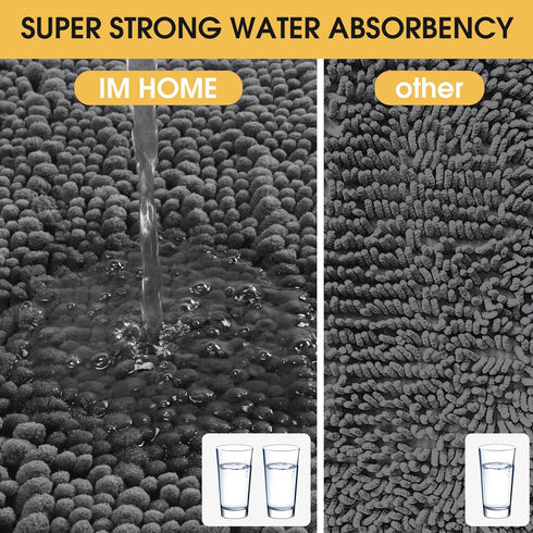 Upgrade Luxury Grey Bathroom Rug Mat, 20"x32", Ultra Soft Thick Absorbent Non-Slip Chenille