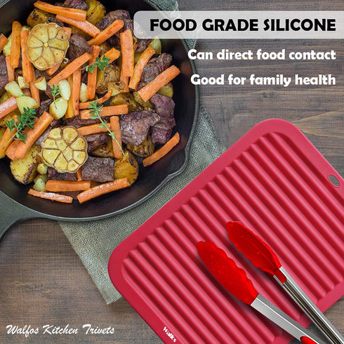 Walfos Silicone Trivets for Hot Pots and Pans - Multi-Purpose Heat Resistant Hot Pads for Kitchen Counter