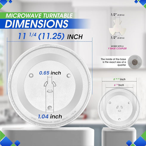 Microwave Plate Replacement 11.25” for GE WB49X10097 & Samsung DE74-20102B, Rotating Glass Turntable for Better
