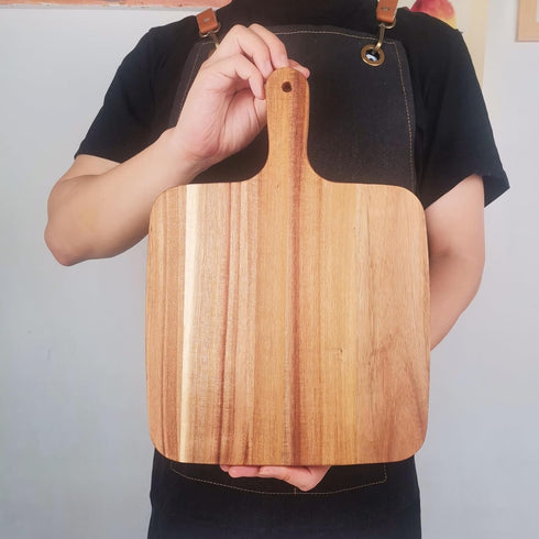 14''X10'' ZeQi Acacia Wood Cutting Board with Handle / Charcuterie Board/Serving Board/Cheese, Bread, Vegetables
