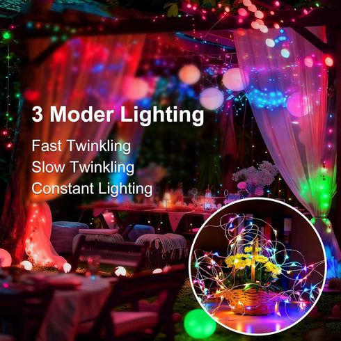 8 Pack 7ft 20 3 Fairy Lights Battery Operated, LED Modes Speed Twinkle Mini String Lights Waterproof Silver Wire