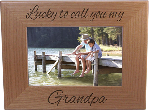 Lucky to Call You My Grandpa - 4x6 Inch Wood Picture Frame