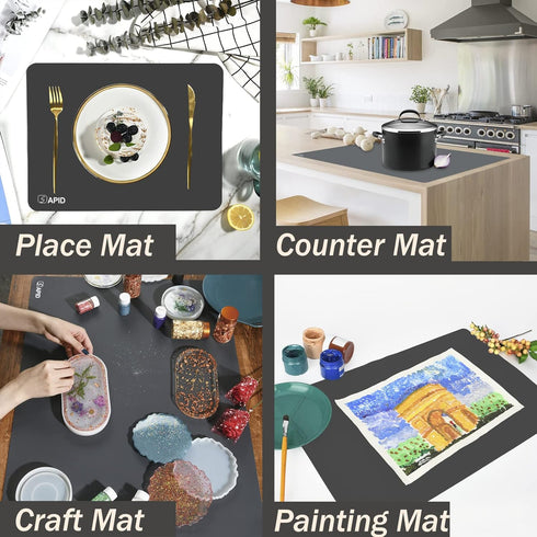 Extra Large Silicone Mat 36" x 24", Heat Resistant Kitchen Countertop Protector, Darkgrey Washable Mat