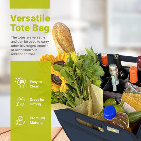 12 B100293 meori Marine Foldable Wine Carrier Blue Protects Carry Glassware Liquor Storage Bottle Shopping Travel