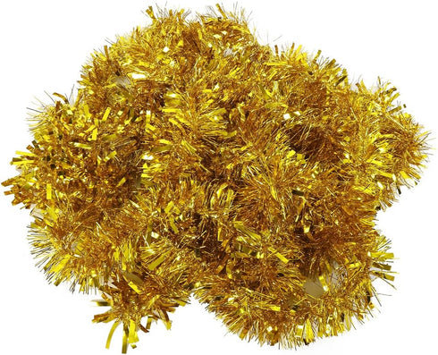 DECORA Gold Tinsel Garland for Christmas Tree Decorations, Wedding, Birthday Party Supplies, 33 FEET
