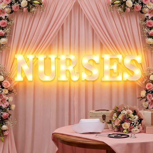 6 3D Aurelema Pcs Nurses Week Decorations LED Light up Letters Marquee Nurse Tables Centerpieces Signs for of Nursing