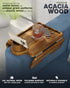 2-in-1 360 SS304 BLUEWEST Couch Cup Holder Tray & Sofa Arm Tray Large Acacia Wood Clip-On Side Table with Cup Holder on