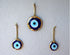 Gold Gilt Handmade Evil Eye Glass Charm, Decorative Christmas Ornament Set of Three (1.5"-2"-2.7")