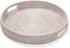 13.8 inch Round Rattan Tray, Decorative Coffee Table Tray, Ottoman Tray, Woven Serving Tray with Handles, Wicker