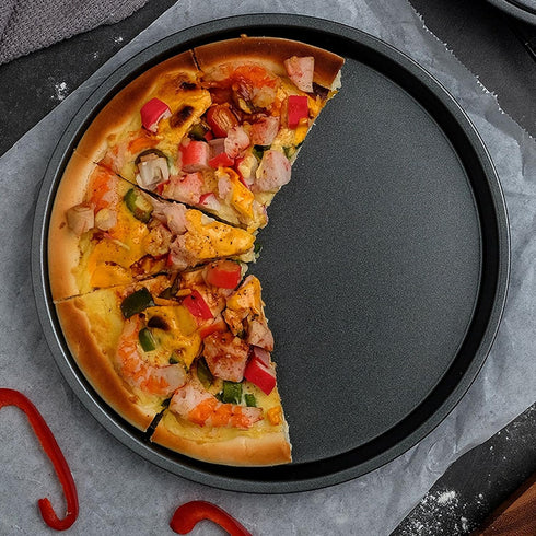 2Pcs Pizza Pan, Carbon Steel Non Stick Deep Baking Pan, Round Pizza Bakeware Sheet Set for Kitchen Oven (9 in)