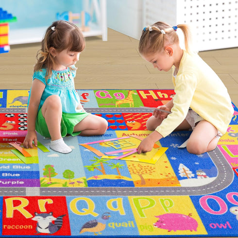 3x5 Kids Rug for Playroom Classroom, ABC Alphabet Numbers Play Toddlers Rugs, Learning Educational Bedroom Floor Mat