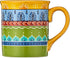 Set 4 16 oz Valencia Mugs of Colorful Ceramic Coffee Cups with Bold Multicolor Patterns, Microwave & Dishwasher Safe