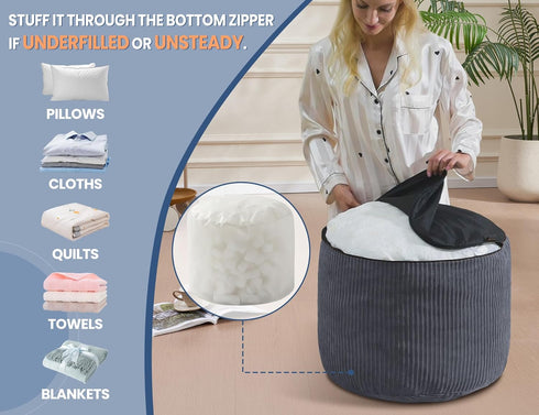 20x15 WSOFRLAC Small Pouf Ottoman Foot Rest Footstool and Ottomans Small for Couch Foot Stools for Living Room Boho