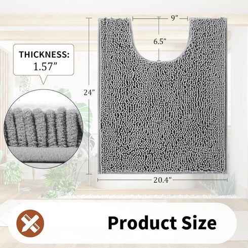 Yimobra Luxury Shaggy Toilet Bath Mat U-Shaped Contour Rugs for Bathroom, 24.4 X 20.4 Inches, Soft and Comfortable