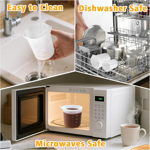 4PCS 250 350ml Palksky Silicone Cups for Melting Chocolate, Silicone Measuring Cups with & Capacity, Reusable Baking