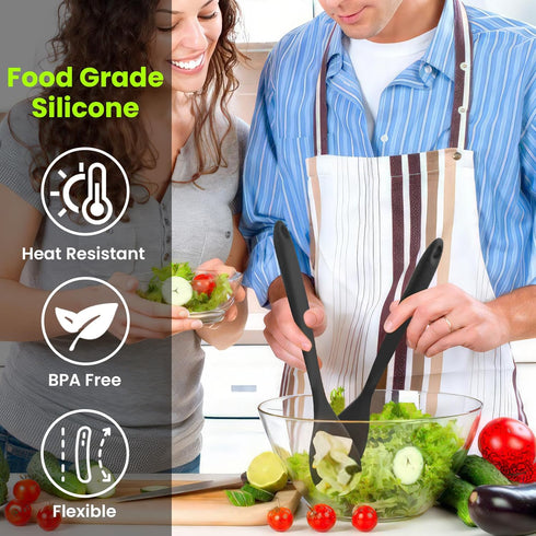 GEEKHOM Silicone Cooking Spoons - 4 Pieces 11" Heat Resistant Kitchen Utensils Set for Non Stick Cooking, Red