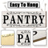 Pantry Sign Wall Decor - Rustic Retro Wooden Art Printed Decor for Home Room Holiday Decoration, 16 x 6 Inches (White)