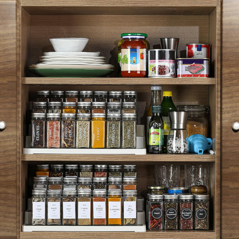 24 4 oz NETANY Pcs Glass Spice Jars with Bamboo Lids, Glass Jars with Minimalist Farmhouse Spice Labels Stickers