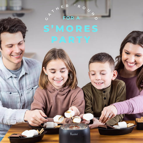 Kusini Smores Maker, Flameless Electric Indoor Marshmallow Roaster, 4 Detachable Trays & Forks, Gift Set