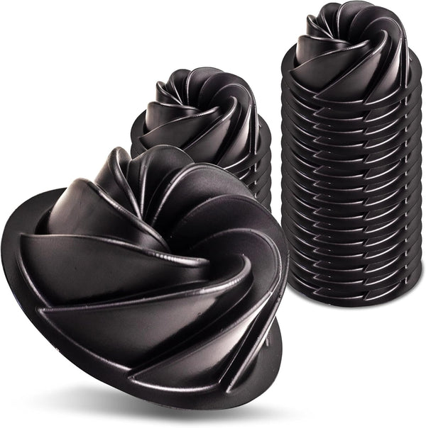 O'Creme Bakeable Plastic Mini Swirl Cake Pan, 25 QTY Pack Non-Stick Silicone Baking Molds, Durable and Lightweight