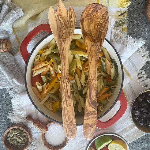 Handmade Olive Wood Utensil Set (Spoon & Spork)