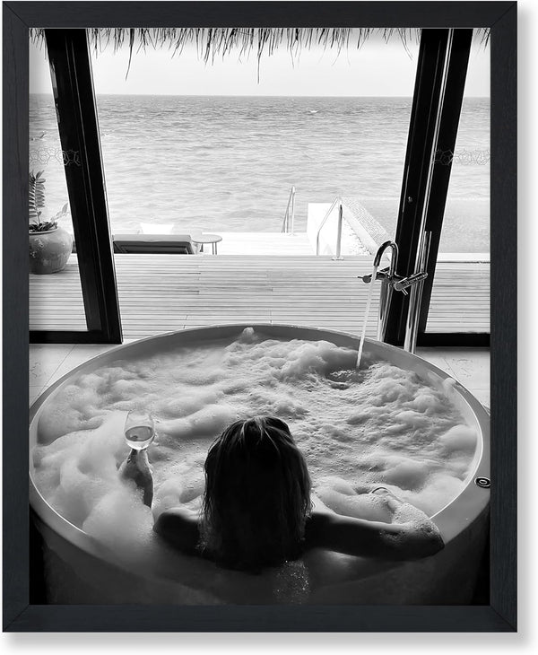 Poster Master Bath with Wine Poster - Beach View Print - Alcohol