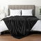 PAVILIA Black Fleece Bed Blanket Queen Size, Super Soft Fuzzy Flannel Throw, 90x90