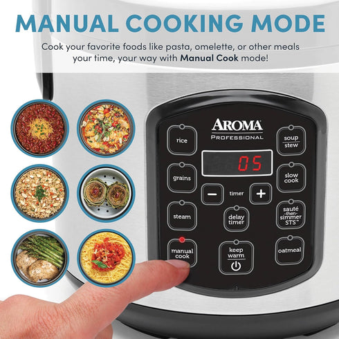 8-Cup 2Qt. ARC-984SBD AROMA Professional (Cooked) / Digital Rice & Grain Multicooker