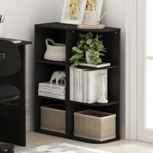 3-Tier 9.3 12 31.5 Furinno PASIR Book Shelf, Corner Bookshelf with Open Shelf, Standing Bookcase, x x for Organization