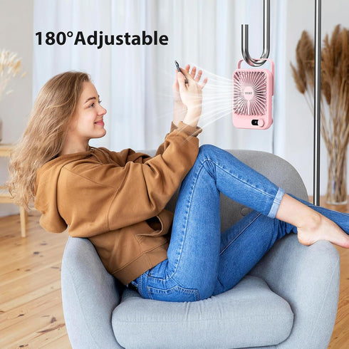 Desk Fan Battery Operated, USB Rechargeable Fan, 2400 mAh 180° Quiet Personal Fan With Power Display, 100 Speeds Adjustable Table Fan for Desktop, Home, Travel by YYUIOT