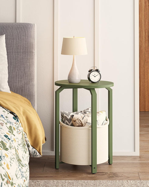 TB01BOG093 TUTOTAK Small Side Table, Oval End Table, Night Stand, Bedside Table, Sofa Table with Storage Basket, Living