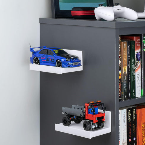 5.4" (SHELF180, Adhesive Small Floating Shelf for Speakers, Books, Plants, Cameras, Toys, Decor & More, Screwless Wall