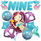 Giant Mermaid 9th Birthday Decorations for Girls, Pack of 8 Mermaid Party Decorations with Balloons & Favors
